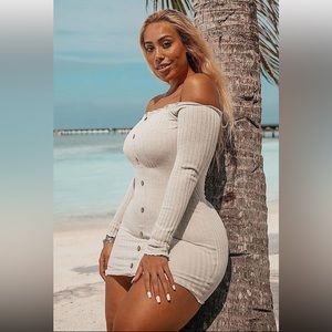 🔴SOLD🔴NWT - Off Shoulder Oatmeal Mini Dress